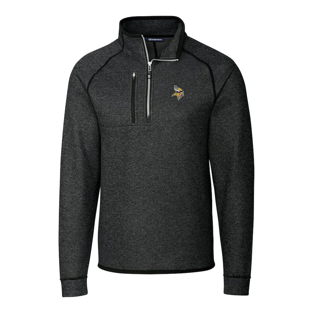 Cutter & Buck Big & Tall Mainsail Sweater-Knit Raglan Half-Zip Jacket - Minnesota Vikings