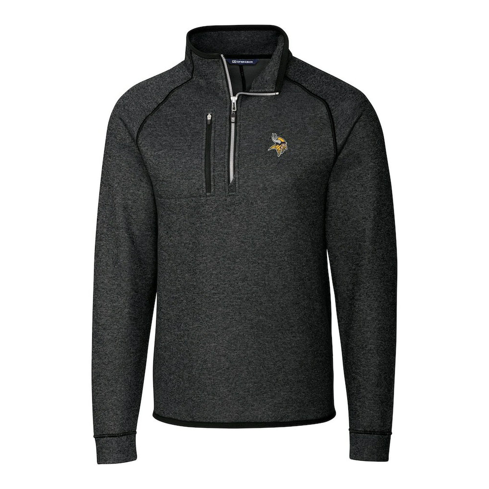 Cutter & Buck Big & Tall Mainsail Sweater-Knit Raglan Half-Zip Jacket - Minnesota Vikings