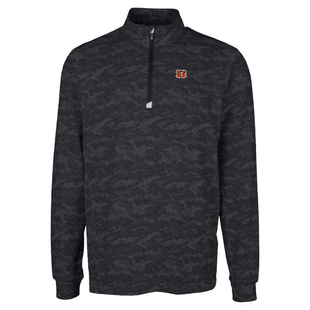 Cutter & Buck Big & Tall Traverse Eco Camo Tri-Blend DryTec Quarter-Zip Jacket - Cincinnati Bengals