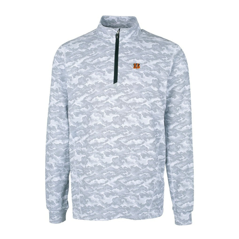 Cutter & Buck Big & Tall Traverse Eco Camo Tri-Blend DryTec Quarter-Zip Jacket - Cincinnati Bengals