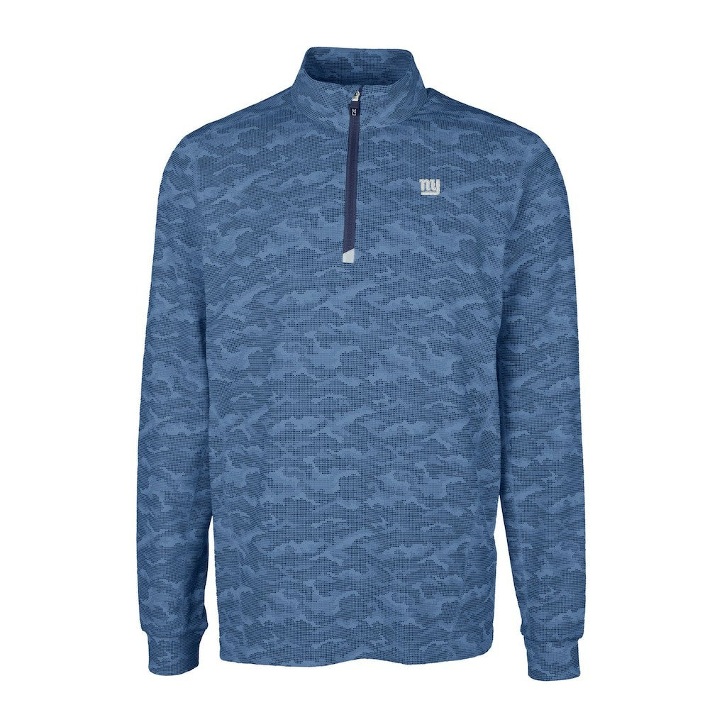 Cutter & Buck Big & Tall Traverse Stretch Eco Camo Print DryTec Quarter-Zip Top - New York Giants