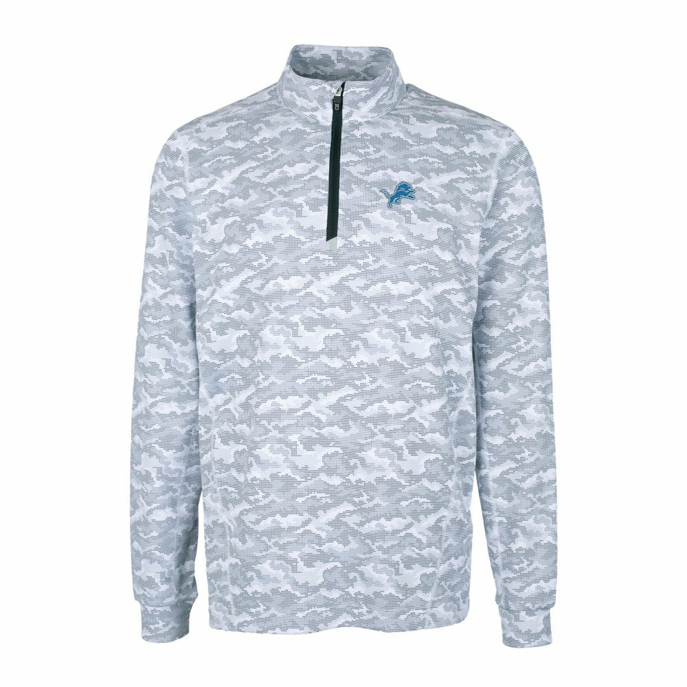 Cutter & Buck Big & Tall Traverse Eco Camo Tri-Blend DryTec Quarter-Zip Jacket - Detroit Lions