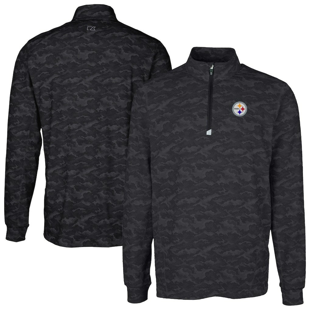 Cutter & Buck Big & Tall Traverse Eco Camo Tri-Blend DryTec Quarter-Zip Jacket - Pittsburgh Steelers