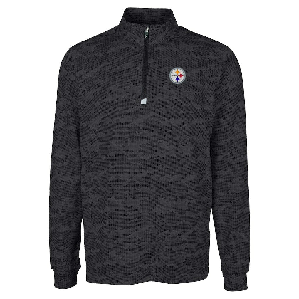 Cutter & Buck Big & Tall Traverse Eco Camo Tri-Blend DryTec Quarter-Zip Jacket - Pittsburgh Steelers