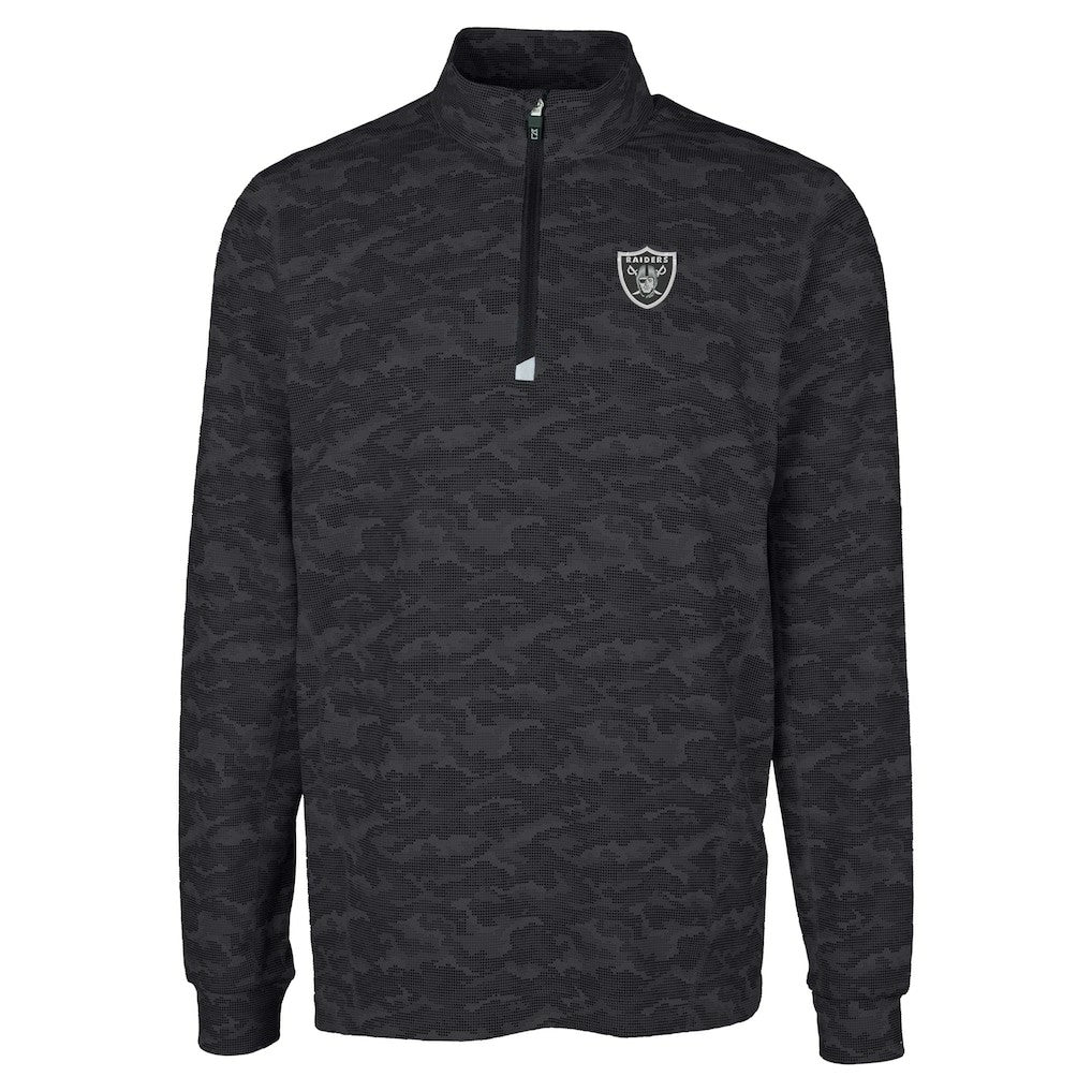 Cutter & Buck Big & Tall Traverse Eco Camo Tri-Blend DryTec Quarter-Zip Jacket - Las Vegas Raiders
