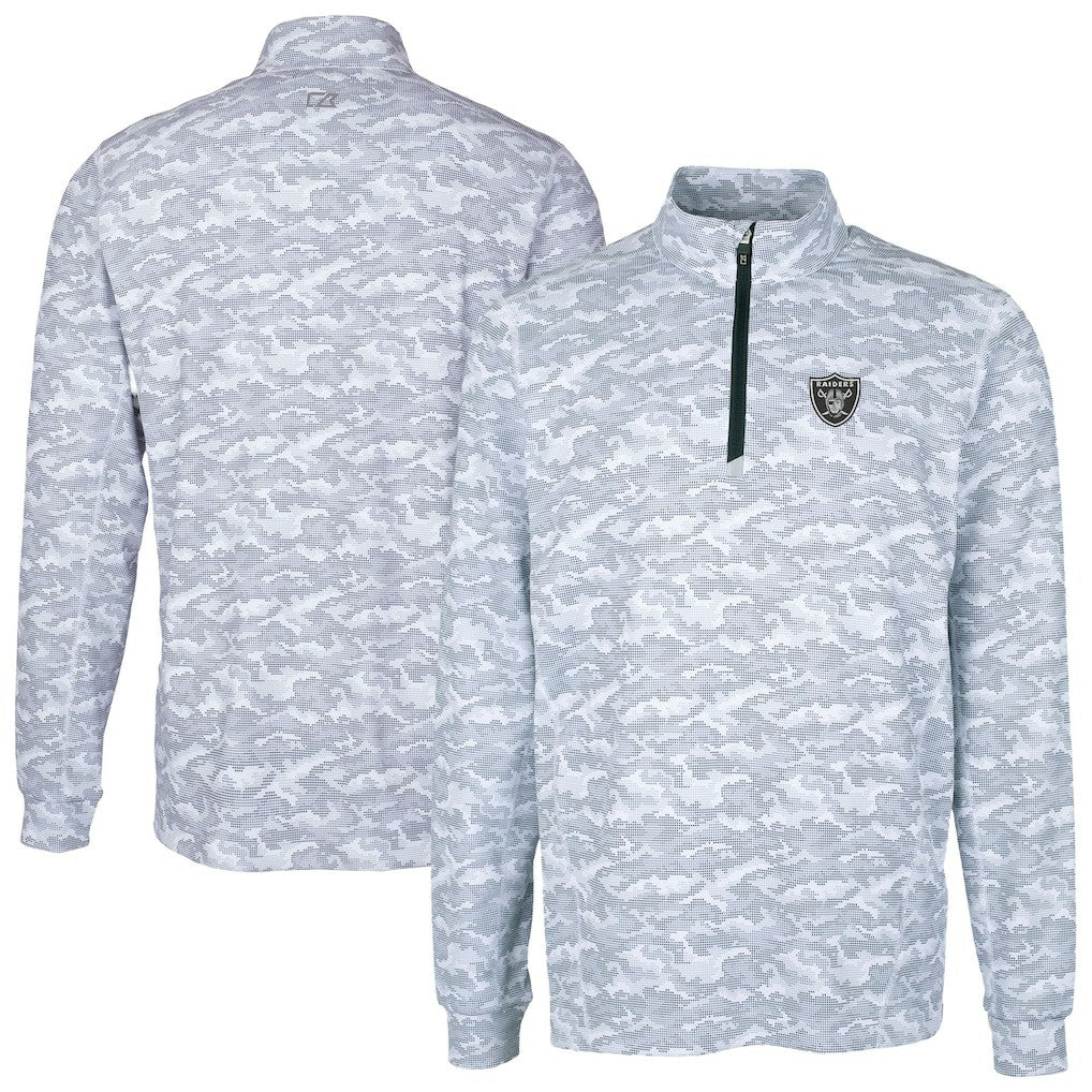 Cutter & Buck Big & Tall Traverse Eco Camo Tri-Blend DryTec Quarter-Zip Jacket - Las Vegas Raiders