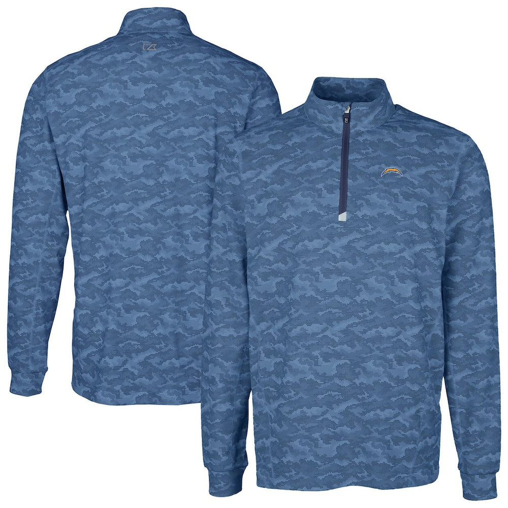 Cutter & Buck Big & Tall Traverse Eco Camo Tri-Blend DryTec Quarter-Zip Jacket - Los Angeles Chargers