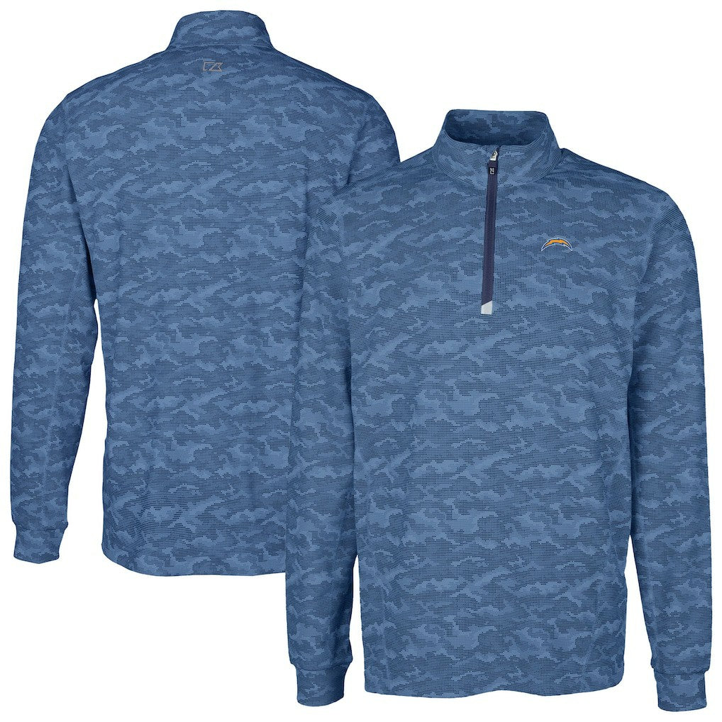 Cutter & Buck Big & Tall Traverse Eco Camo Tri-Blend DryTec Quarter-Zip Jacket - Los Angeles Chargers