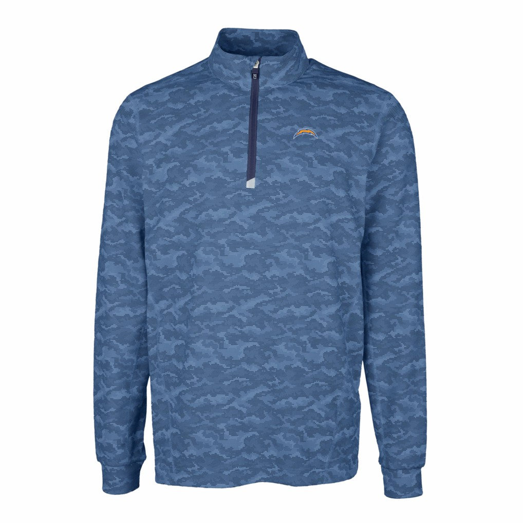 Cutter & Buck Big & Tall Traverse Eco Camo Tri-Blend DryTec Quarter-Zip Jacket - Los Angeles Chargers