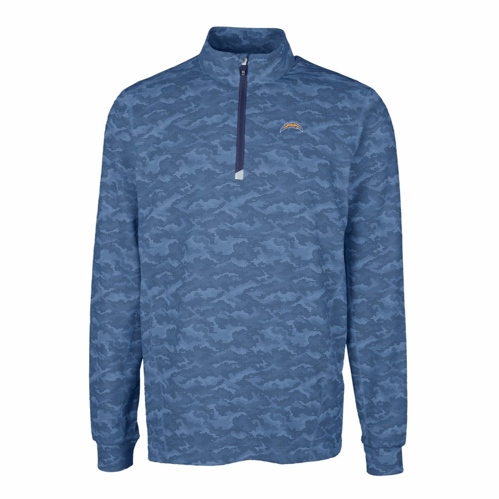 Cutter & Buck Big & Tall Traverse Eco Camo Tri-Blend DryTec Quarter-Zip Jacket - Los Angeles Chargers