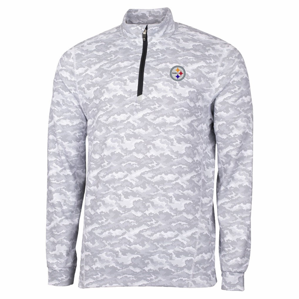 Cutter & Buck Big & Tall Traverse Eco Camo Tri-Blend DryTec Quarter-Zip Jacket - Pittsburgh Steelers