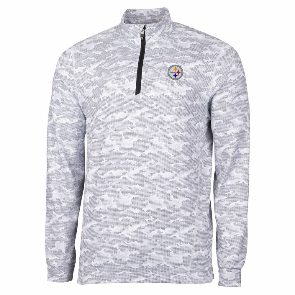 Cutter & Buck Big & Tall Traverse Eco Camo Tri-Blend DryTec Quarter-Zip Jacket - Pittsburgh Steelers