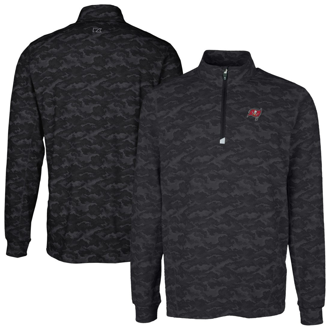 Cutter & Buck Big & Tall Traverse Eco Camo Tri-Blend DryTec Quarter-Zip Jacket - Tampa Bay Buccaneers