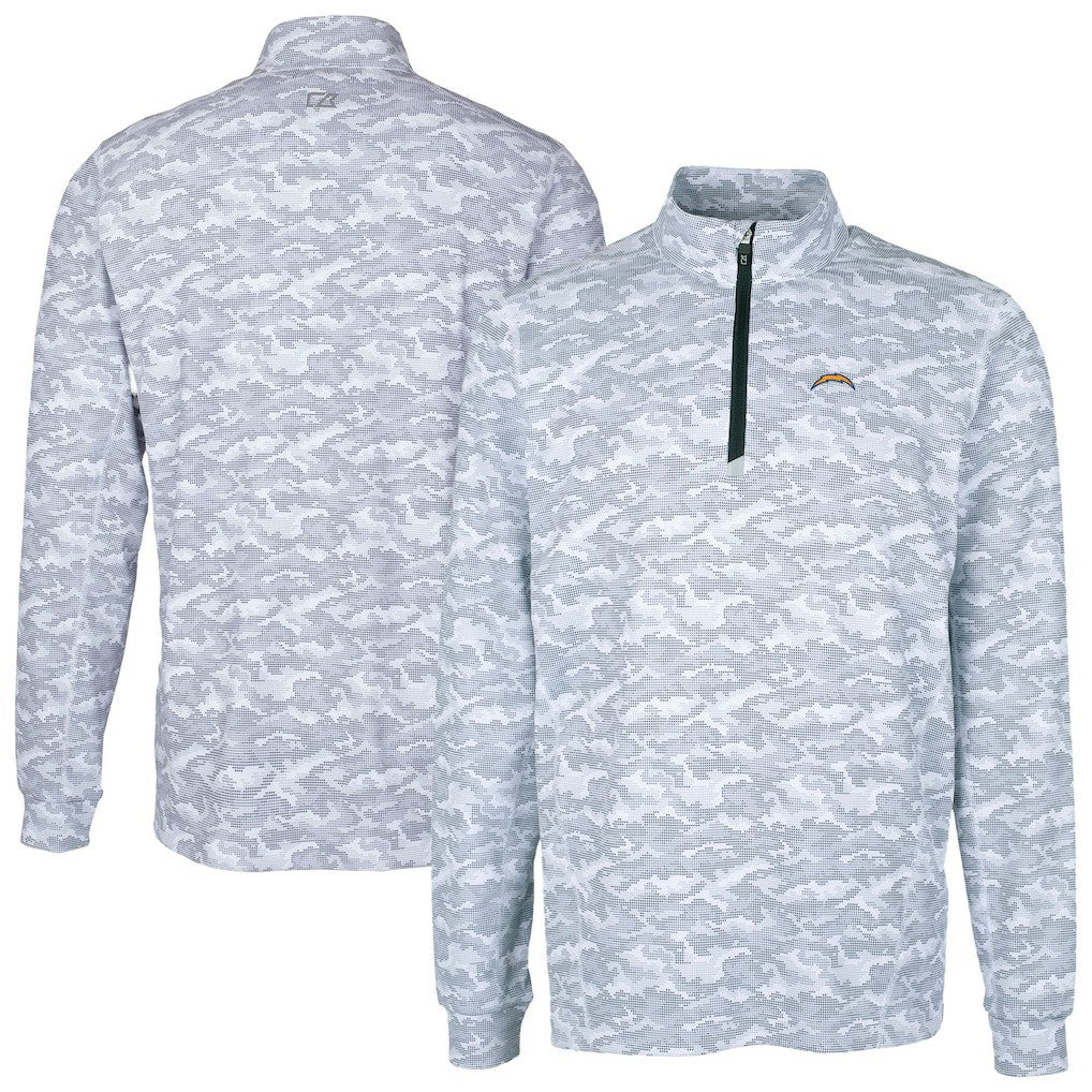 Cutter & Buck Big & Tall Traverse Eco Camo Tri-Blend DryTec Quarter-Zip Jacket - Los Angeles Chargers