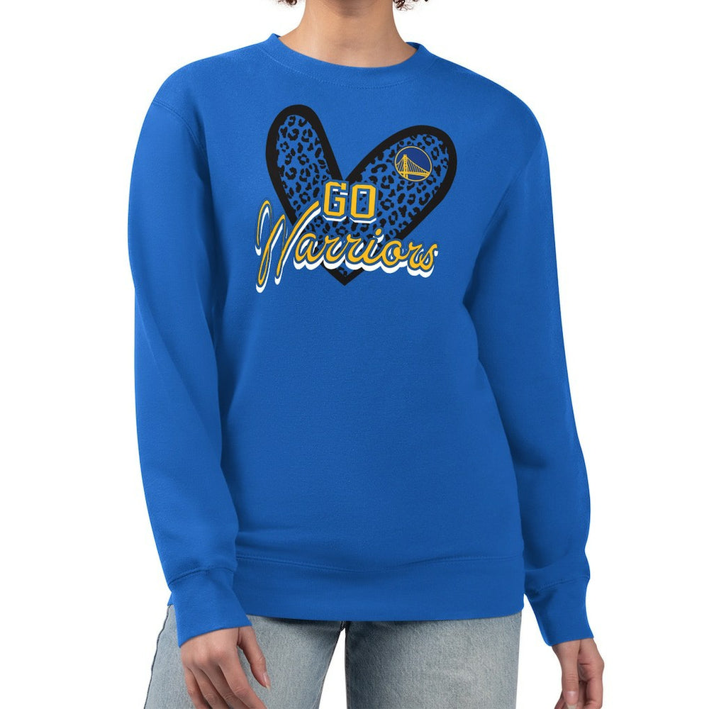 NBA Golden State Warriors G-III 4Her by Carl Banks Women's Leopard Heart Fleece Pullover Sweatshirt sale