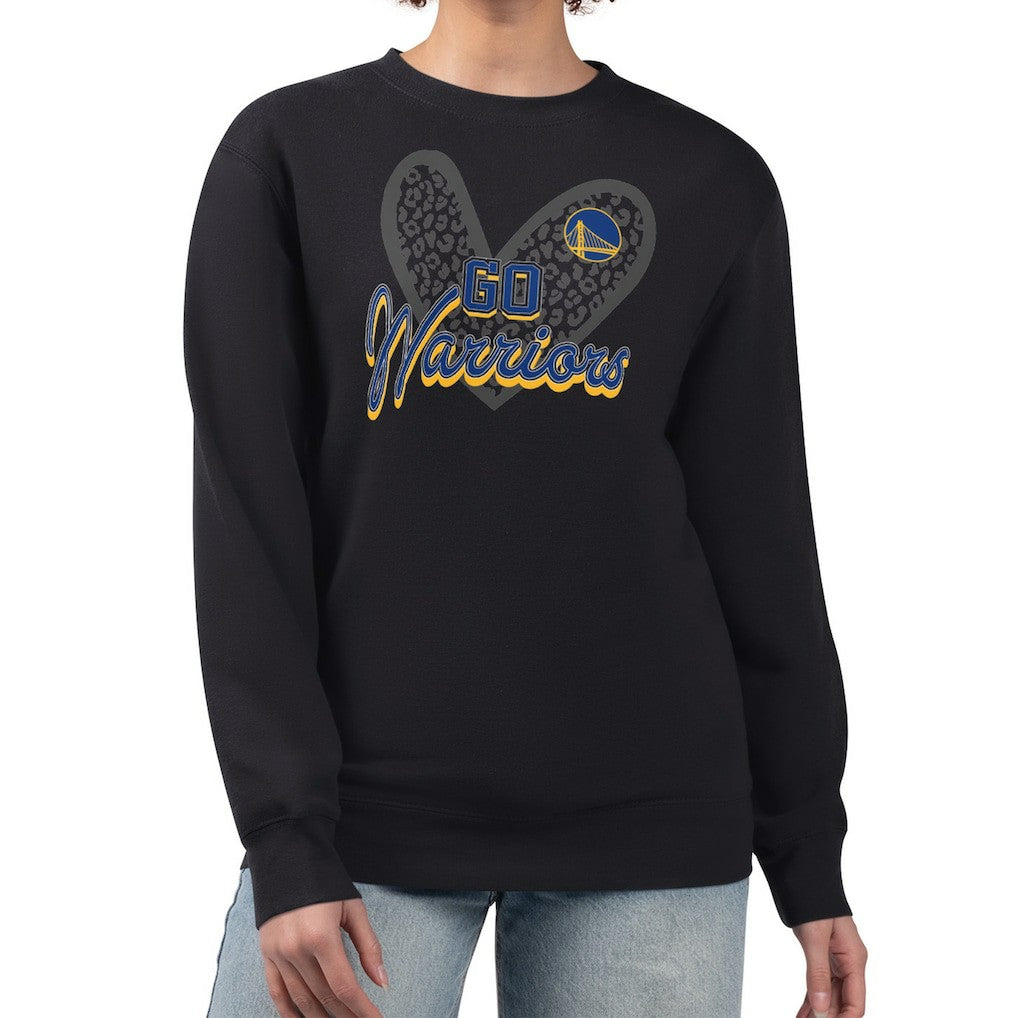 NBA Golden State Warriors G-III 4Her by Carl Banks Women's Leopard Heart Fleece Pullover Sweatshirt sale