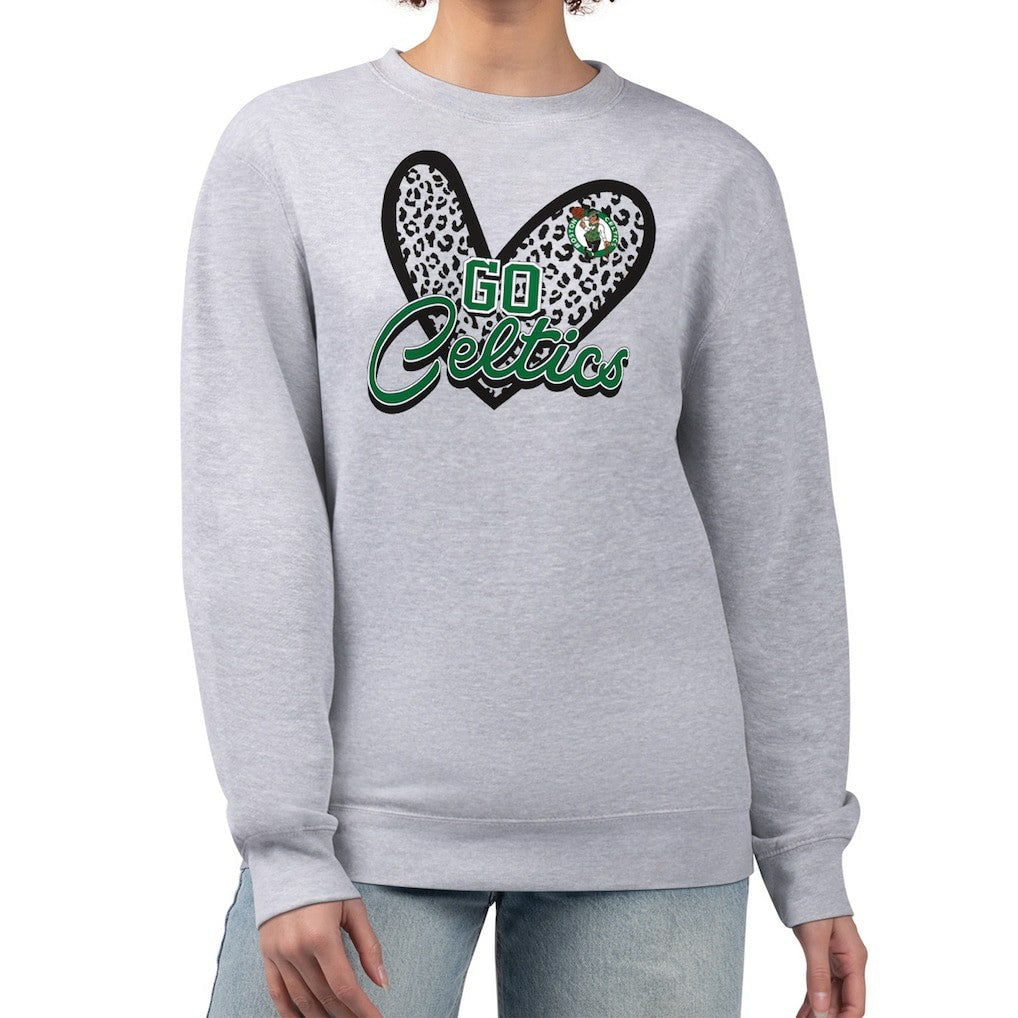 NBA Boston Celtics G-III 4Her by Carl Banks Women's Leopard Heart Fleece Pullover Sweatshirt