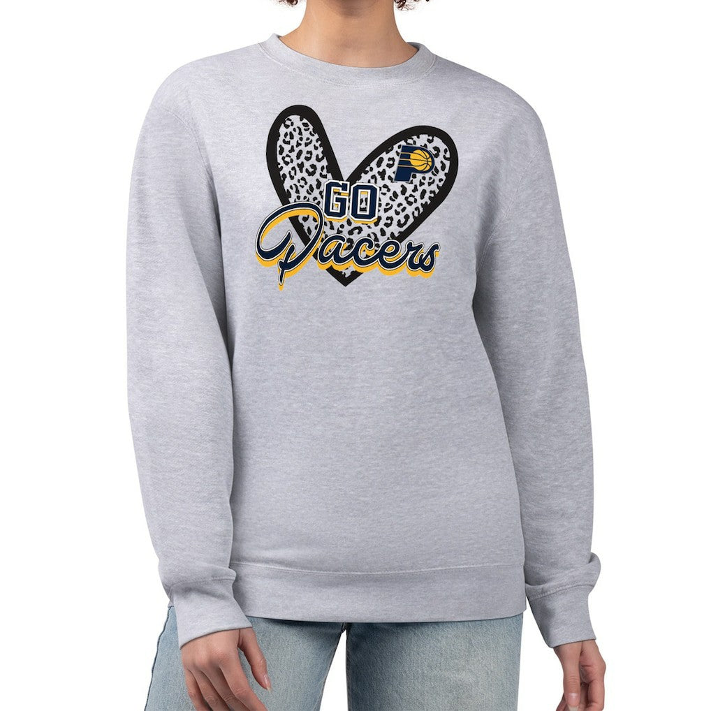 NBA Indiana Pacers G-III 4Her by Carl Banks Women's Leopard Heart Fleece Pullover Sweatshirt