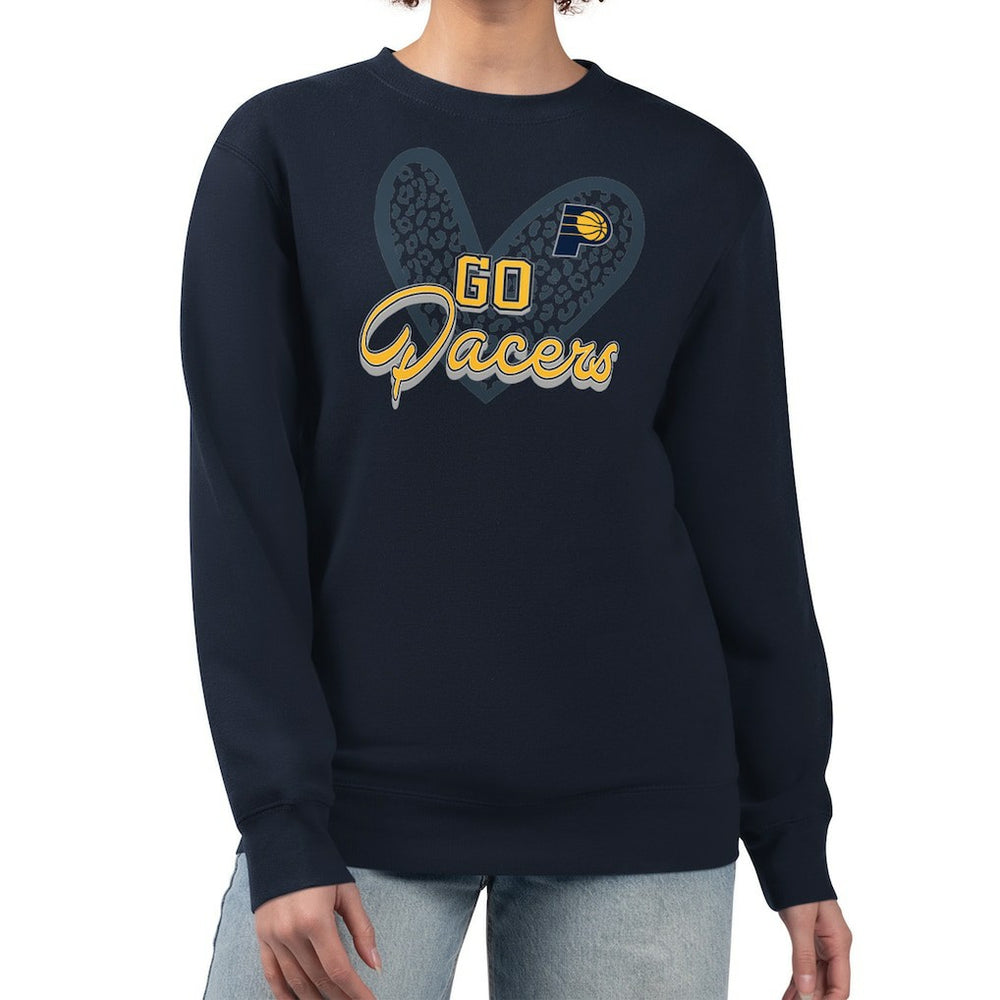 NBA Indiana Pacers G-III 4Her by Carl Banks Women's Leopard Heart Fleece Pullover Sweatshirt