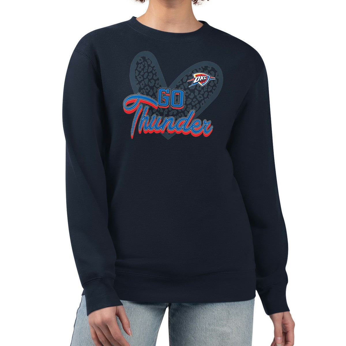 NBA Oklahoma City Thunder G-III 4Her by Carl Banks Women's Leopard Heart Fleece Pullover Sweatshirt
