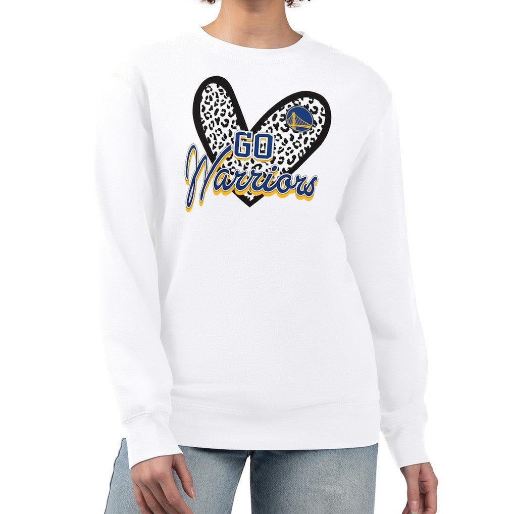 NBA Golden State Warriors G-III 4Her by Carl Banks Women's Leopard Heart Fleece Pullover Sweatshirt sale
