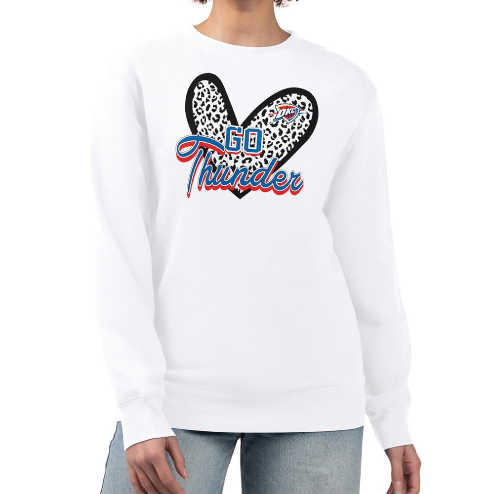 NBA Oklahoma City Thunder G-III 4Her by Carl Banks Women's Leopard Heart Fleece Pullover Sweatshirt
