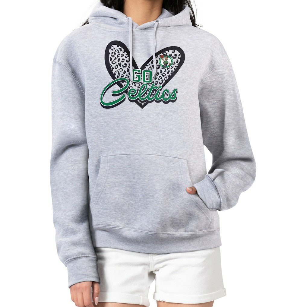 NBA Boston Celtics G-III 4Her by Carl Banks Women's Leopard Heart Graphic Fleece Pullover Hoodie