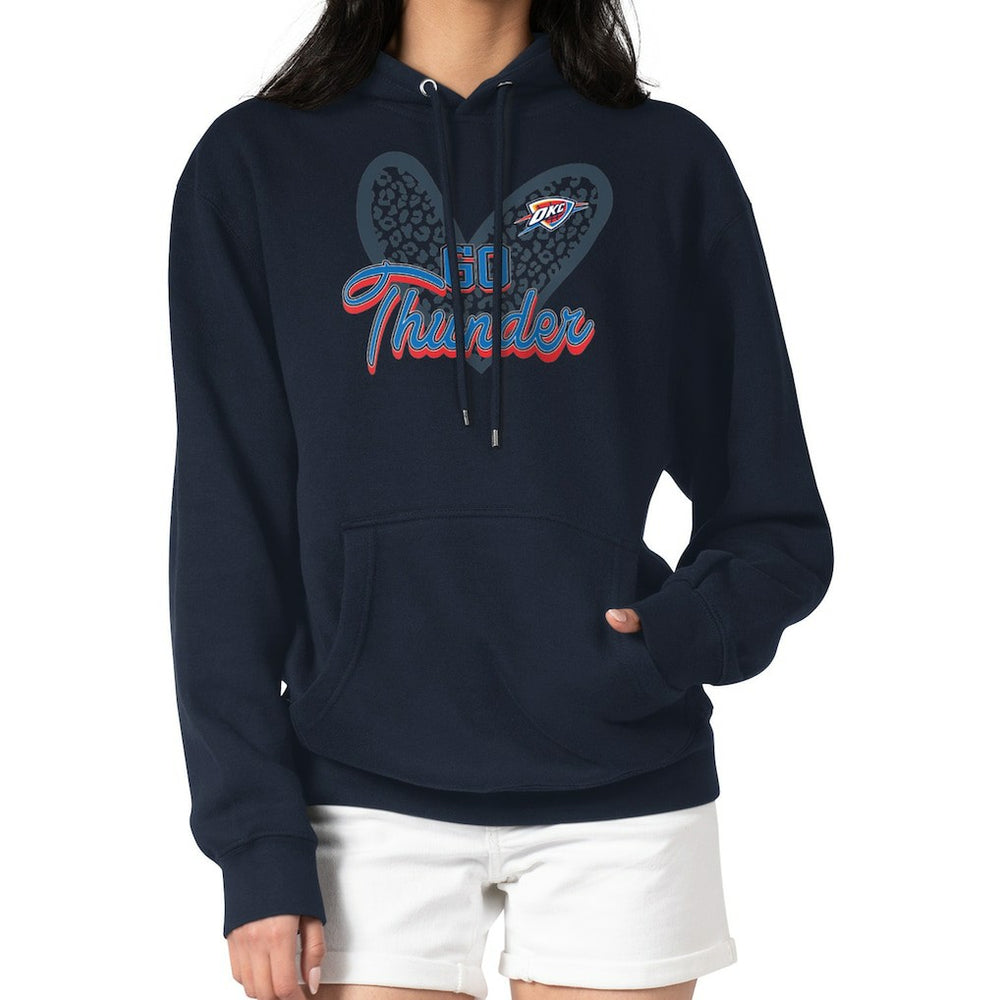 NBA Oklahoma City Thunder G-III 4Her by Carl Banks Women's Leopard Heart Graphic Fleece Pullover Hoodie