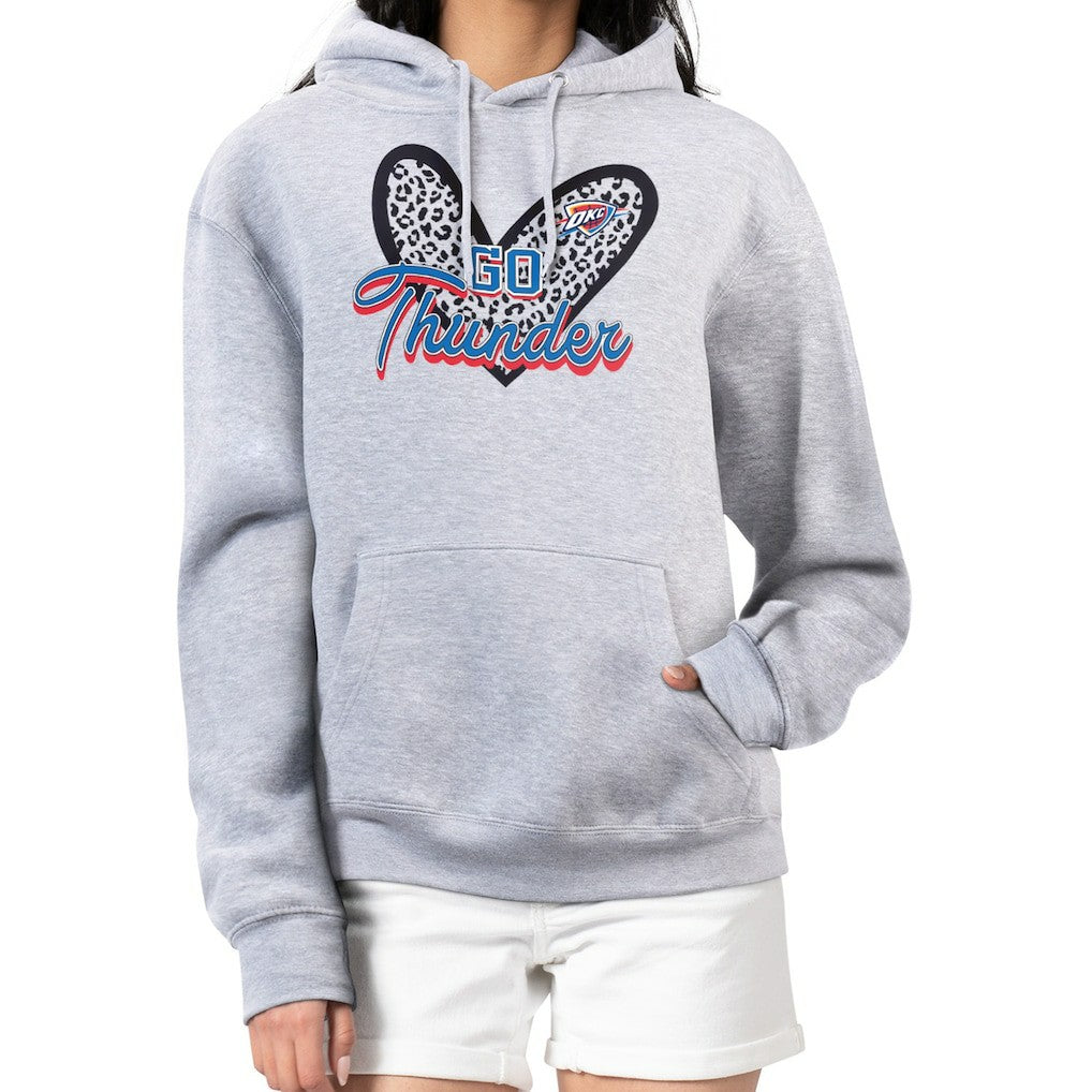 NBA Oklahoma City Thunder G-III 4Her by Carl Banks Women's Leopard Heart Graphic Fleece Pullover Hoodie