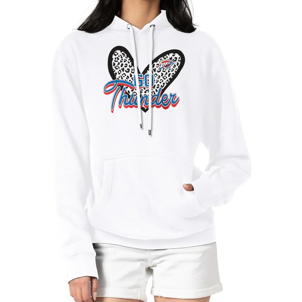 NBA Oklahoma City Thunder G-III 4Her by Carl Banks Women's Leopard Heart Graphic Fleece Pullover Hoodie