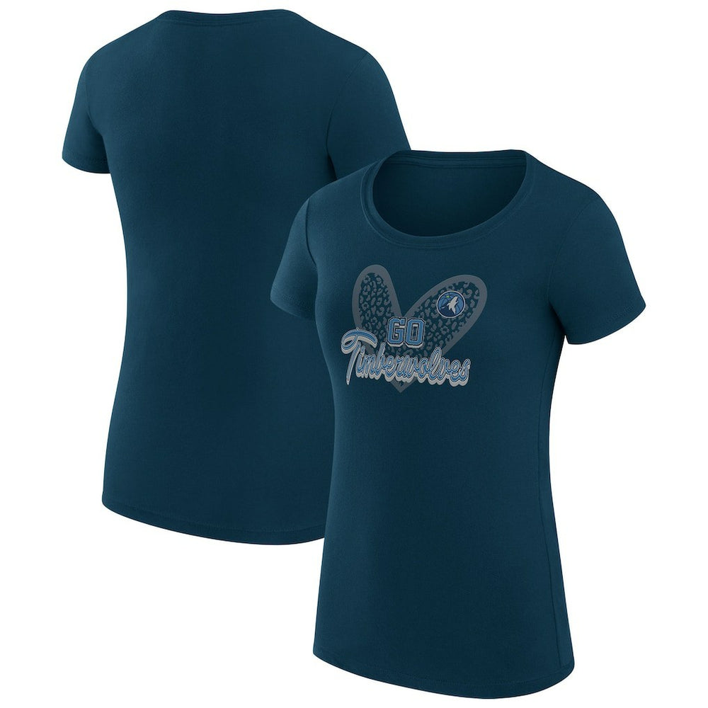 NBA Minnesota Timberwolves G-III 4Her by Carl Banks Women's Super-Slim Fit Lightweight Leopard Heart T-Shirt