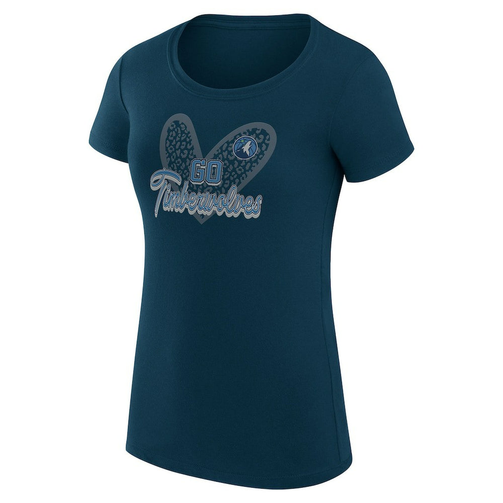 NBA Minnesota Timberwolves G-III 4Her by Carl Banks Women's Super-Slim Fit Lightweight Leopard Heart T-Shirt