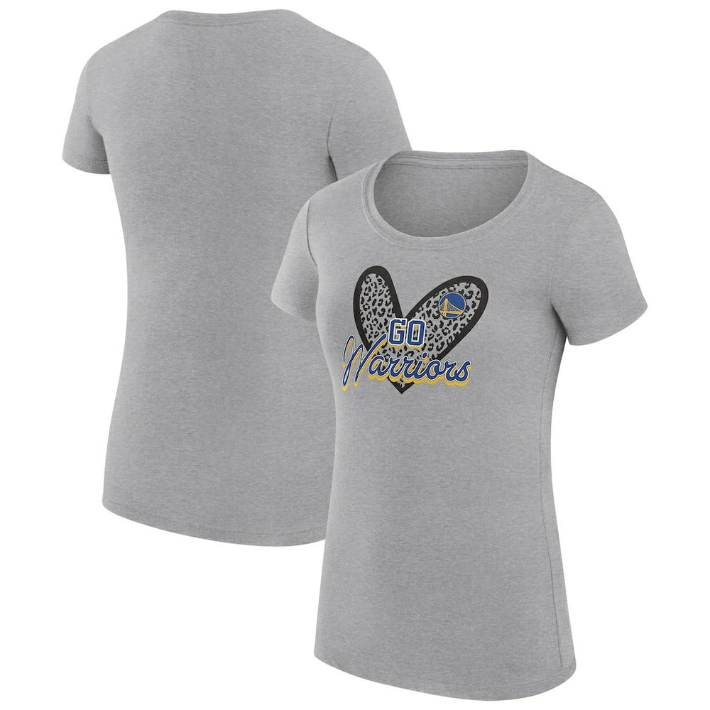 NBA Golden State Warriors G-III 4Her by Carl Banks Women's Super-Slim Fit Lightweight Leopard Heart T-Shirt sale
