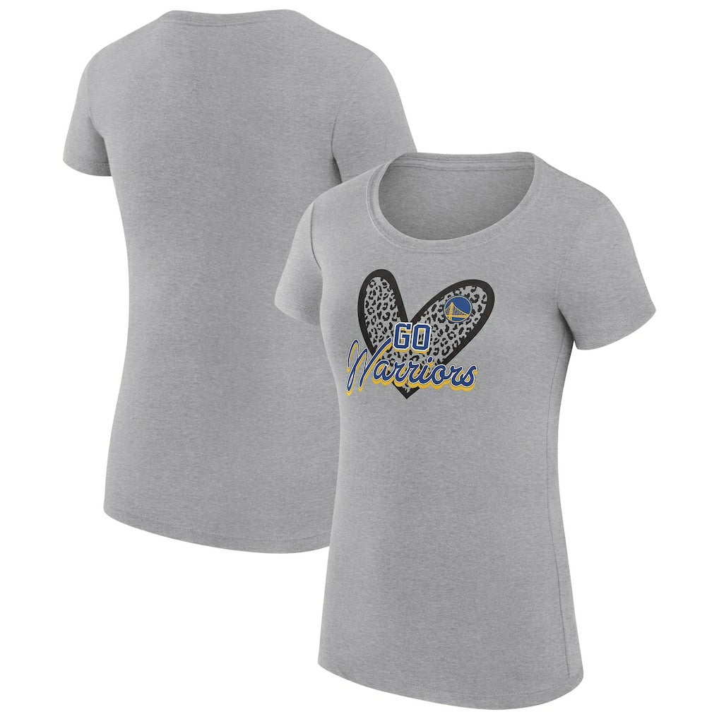 NBA Golden State Warriors G-III 4Her by Carl Banks Women's Super-Slim Fit Lightweight Leopard Heart T-Shirt sale