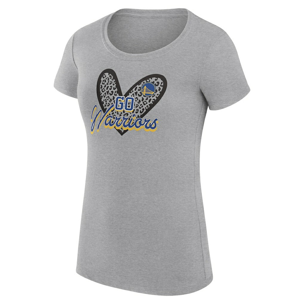 NBA Golden State Warriors G-III 4Her by Carl Banks Women's Super-Slim Fit Lightweight Leopard Heart T-Shirt sale