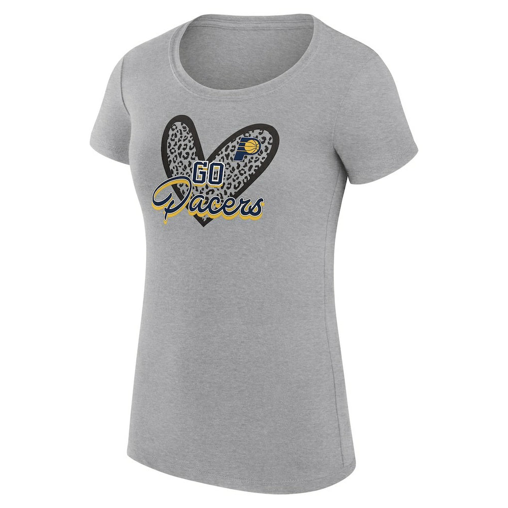 NBA Indiana Pacers G-III 4Her by Carl Banks Women's Super-Slim Fit Lightweight Leopard Heart T-Shirt