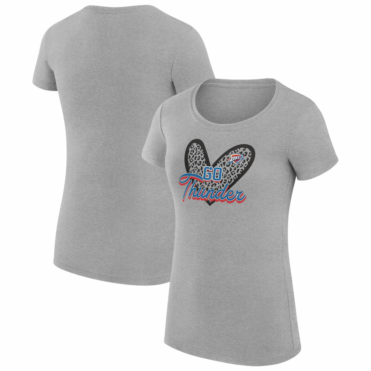 NBA Oklahoma City Thunder G-III 4Her by Carl Banks Women's Super-Slim Fit Lightweight Leopard Heart T-Shirt