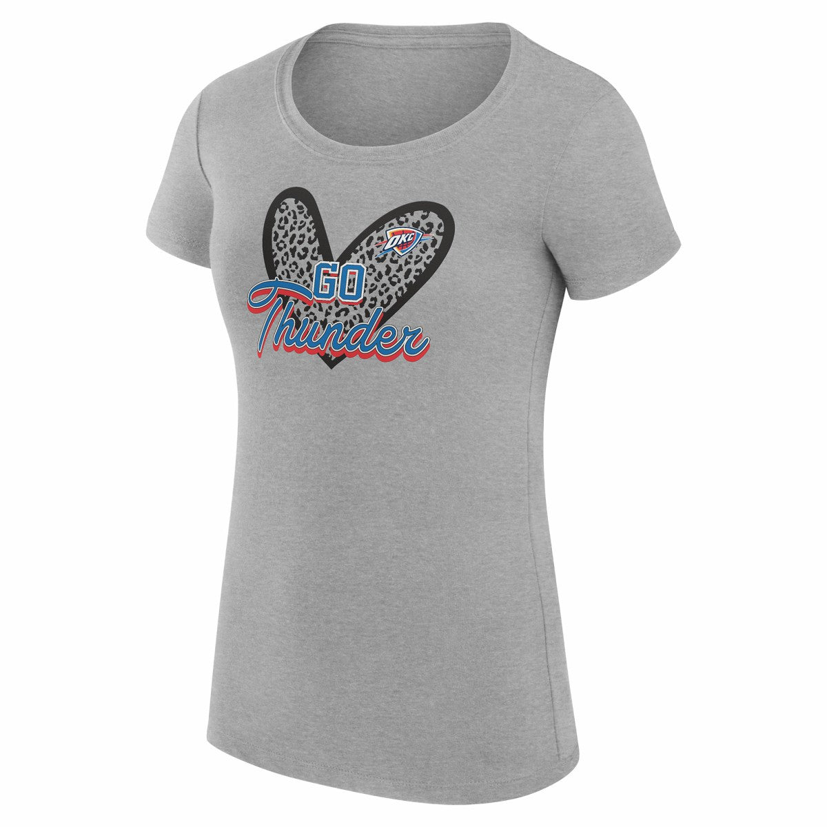 NBA Oklahoma City Thunder G-III 4Her by Carl Banks Women's Super-Slim Fit Lightweight Leopard Heart T-Shirt