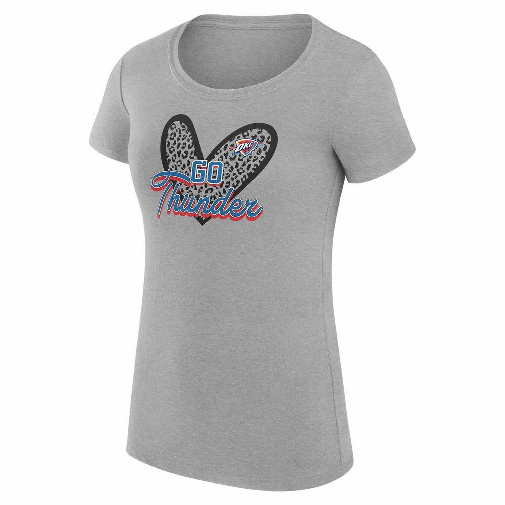NBA Oklahoma City Thunder G-III 4Her by Carl Banks Women's Super-Slim Fit Lightweight Leopard Heart T-Shirt
