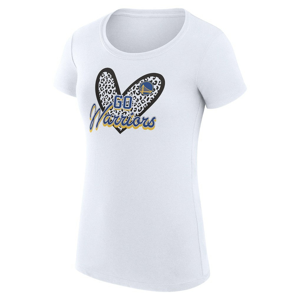 NBA Golden State Warriors G-III 4Her by Carl Banks Women's Super-Slim Fit Lightweight Leopard Heart T-Shirt sale