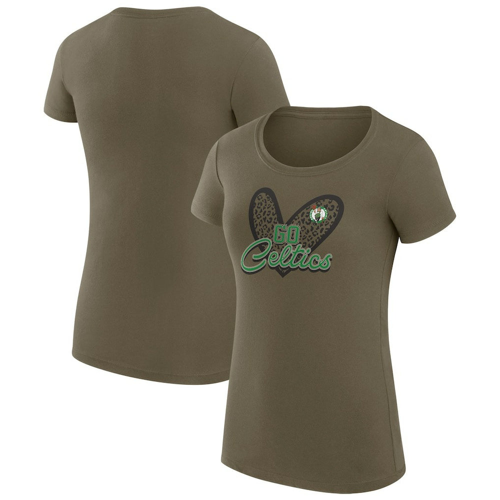 NBA Boston Celtics G-III 4Her by Carl Banks Women's Super-Slim Fit Lightweight Leopard Heart T-Shirt