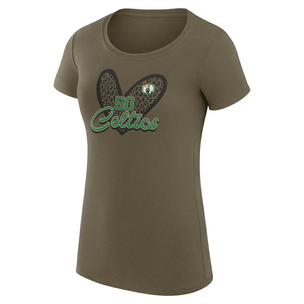 NBA Boston Celtics G-III 4Her by Carl Banks Women's Super-Slim Fit Lightweight Leopard Heart T-Shirt