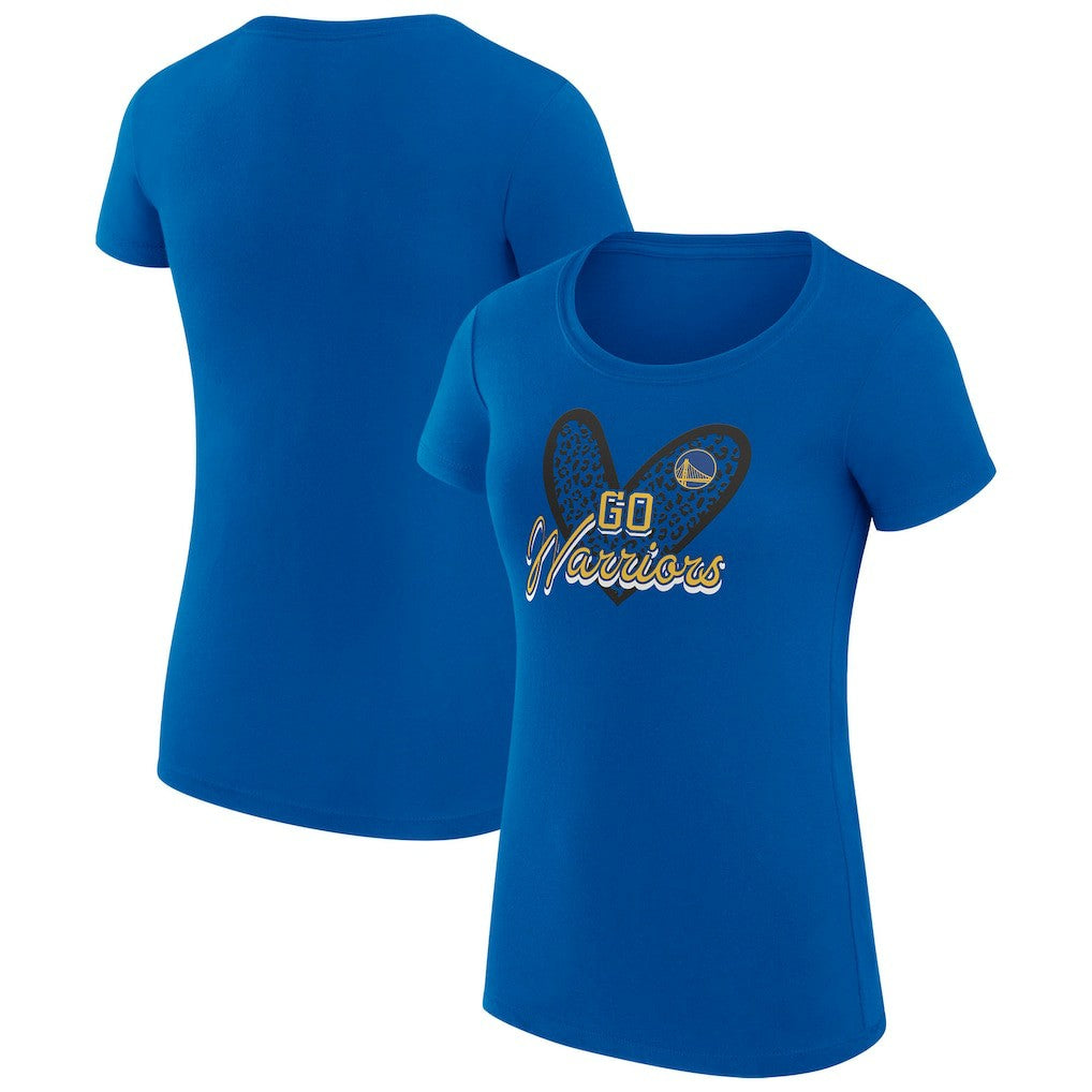 NBA Golden State Warriors G-III 4Her by Carl Banks Women's Super-Slim Fit Lightweight Leopard Heart T-Shirt sale