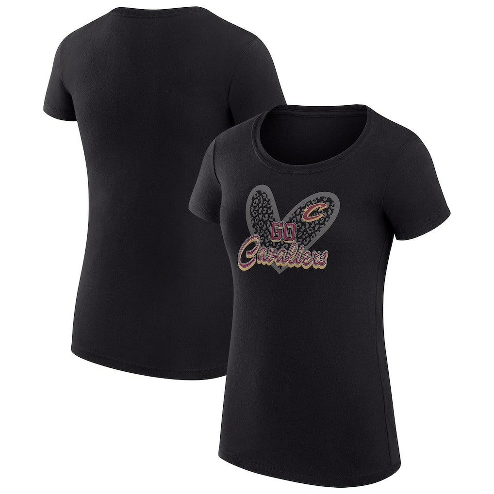 NBA Cleveland Cavaliers G-III 4Her by Carl Banks Women's Super-Slim Fit Lightweight Leopard Heart T-Shirt sale