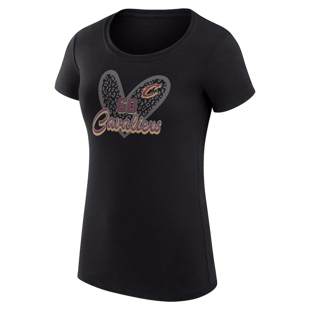 NBA Cleveland Cavaliers G-III 4Her by Carl Banks Women's Super-Slim Fit Lightweight Leopard Heart T-Shirt sale
