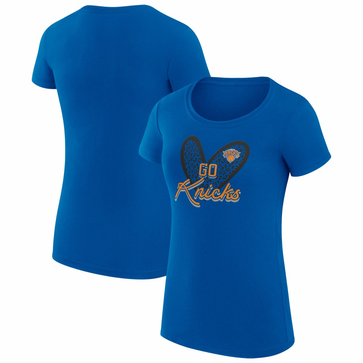 NBA New York Knicks G-III 4Her by Carl Banks Women's Super-Slim Fit Lightweight Leopard Heart T-Shirt