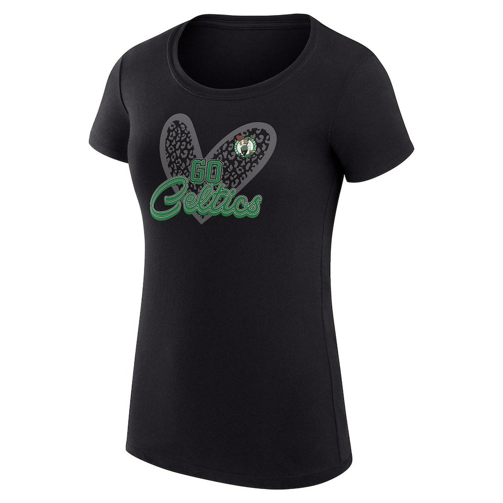 NBA Boston Celtics G-III 4Her by Carl Banks Women's Super-Slim Fit Lightweight Leopard Heart T-Shirt