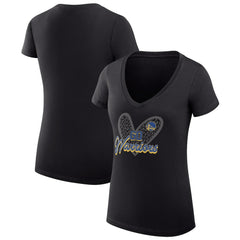 NBA Golden State Warriors G-III 4Her by Carl Banks Women's Super-Slim Fit Lightweight Leopard Heart V-Neck T-Shirt sale