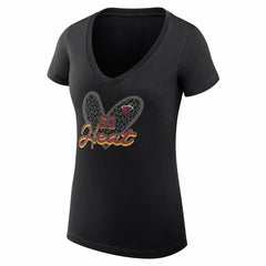 NBA Miami Heat G-III 4Her by Carl Banks Women's Super-Slim Fit Lightweight Leopard Heart V-Neck T-Shirt