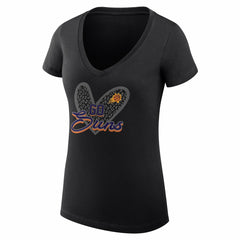 NBA Phoenix Suns G-III 4Her by Carl Banks Women's Super-Slim Fit Lightweight Leopard Heart V-Neck T-Shirt